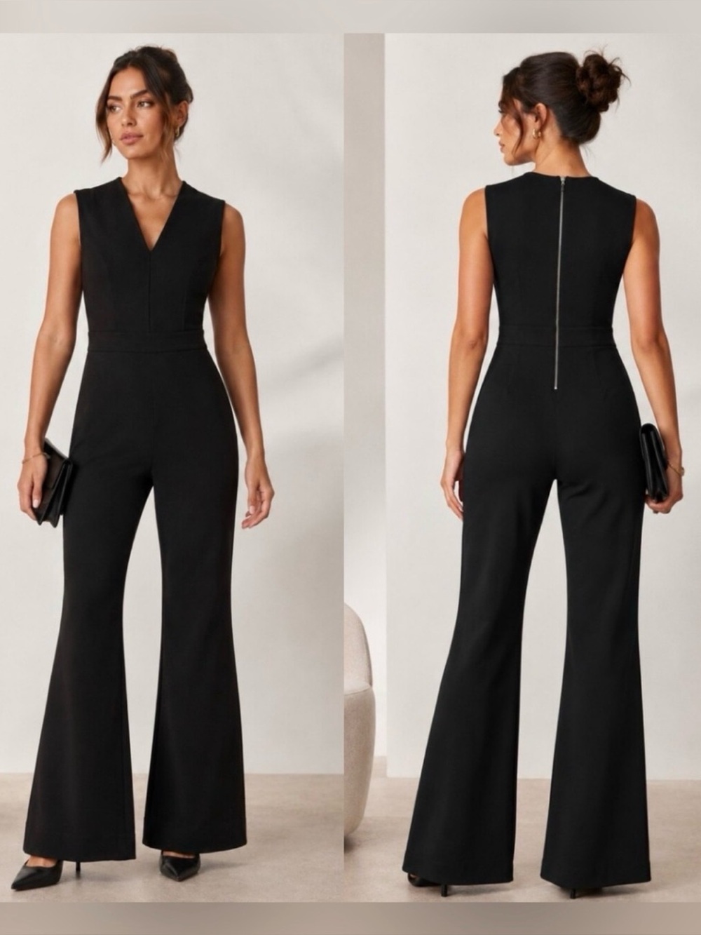 SPANX The Perfect Sleeveless Ponte Flare Stretch Jumpsuit size XS